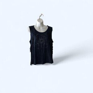 American Eagle Women's Black and Navy Top